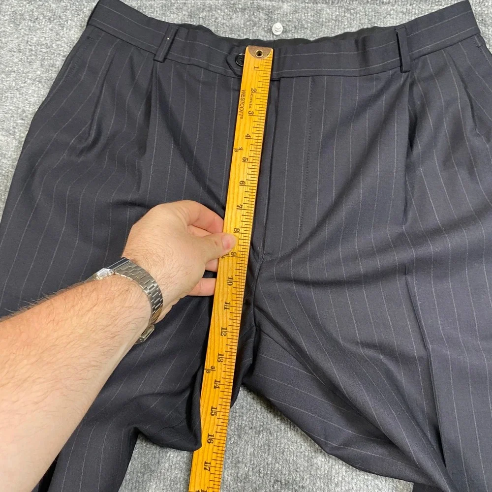 Brooks Brothers 346 Mens Pinstripe Pleated Cuffed Wool Stretch Dress Pants 40x31